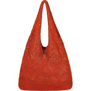 Women's Orange‌ Shoulder Shopping Handbag Casual Travel Totes Fold Able Bags
